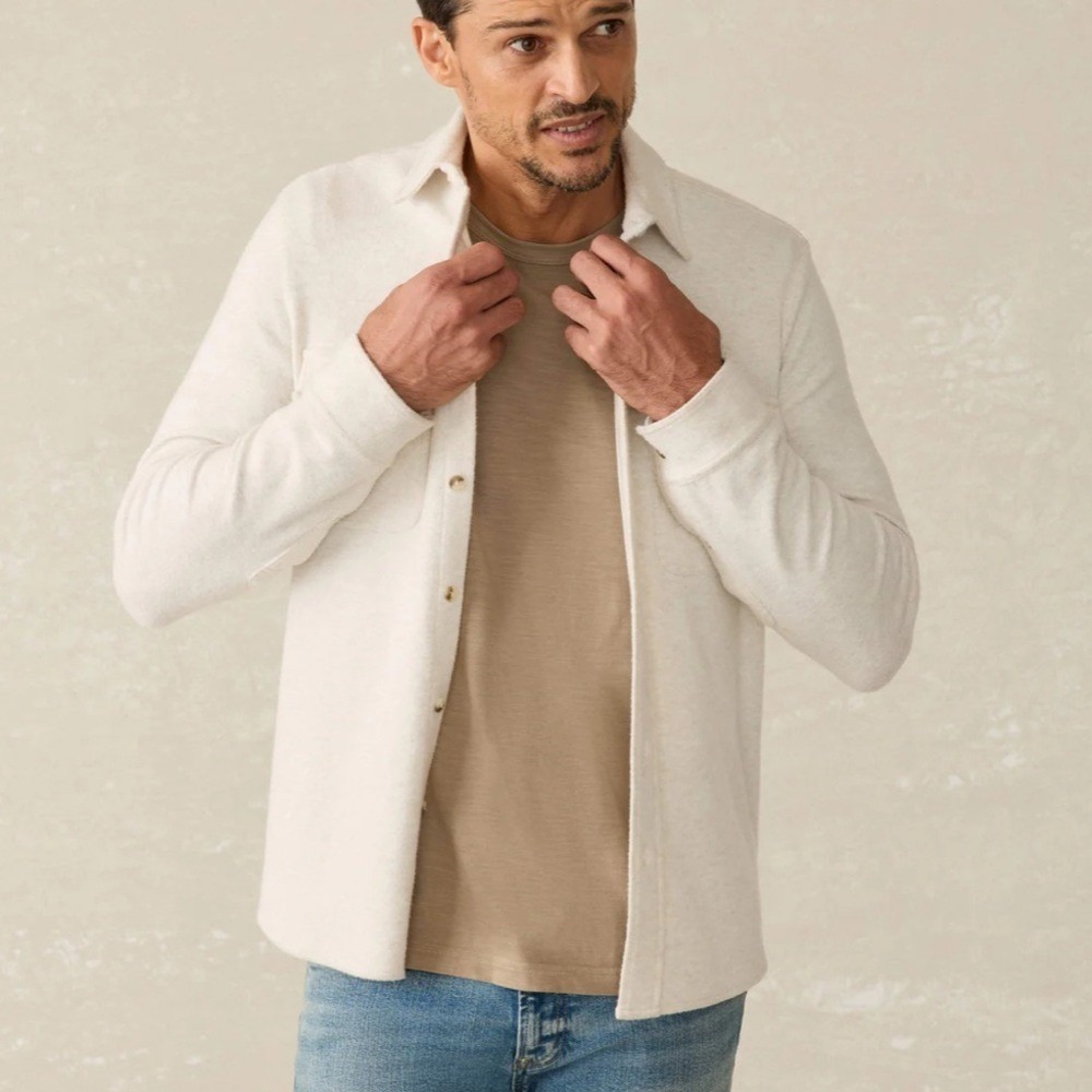 Faherty Legend Sweater‎ Shirt - Off-White (Double Pocket) Size Small NEW